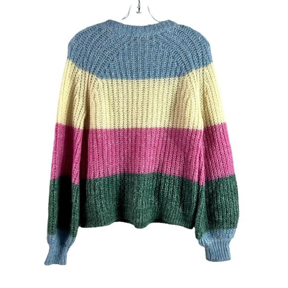 🟣🟣🟣 Wilfred Free Women's Size Small Balloon Sleeve Colorblock Sweater - Picture 2 of 8